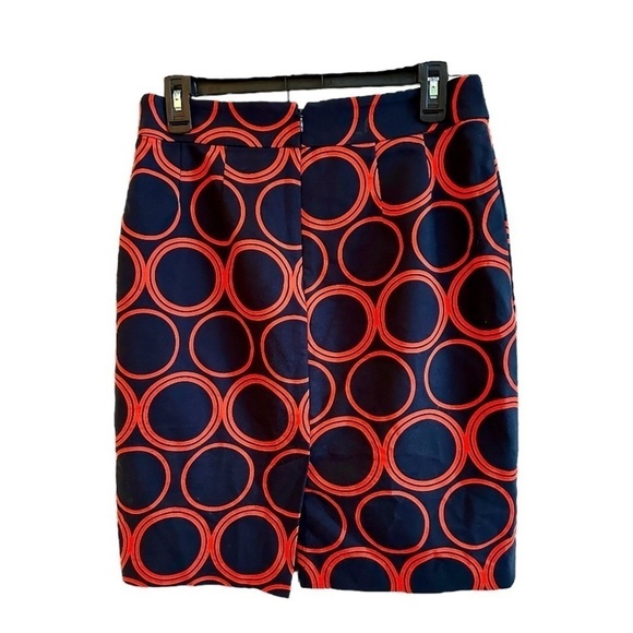 BANANA REPUBLIC, NWOT, WOMENS, STRETCH, PENCIL SKIRT IN NAVY WITH RED. SIZE 8 - Picture 3 of 7